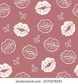 Flat vector kisses seamless pattern	