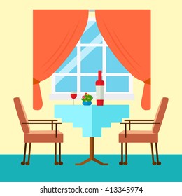 Flat vector kitchen table