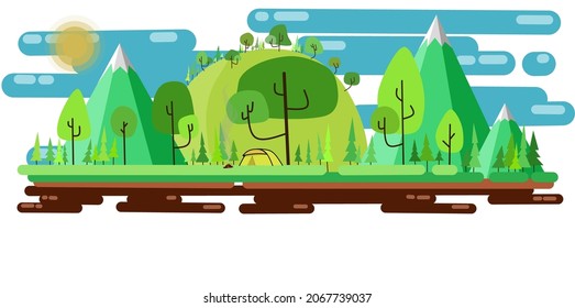 Flat vector landscape for background.