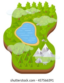 Flat vector landscape with a picture of the nature infographics landscape Earth slice