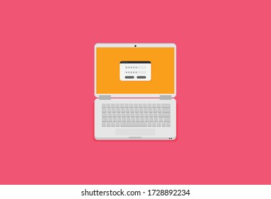 Flat vector laptop isolated on color background