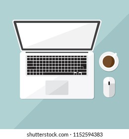 flat vector of laptop on the table, business concept