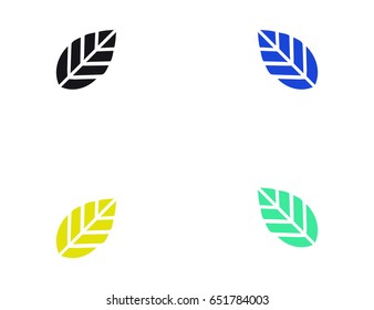 Flat vector leaf floral set