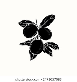 Flat vector lemon branch illustration