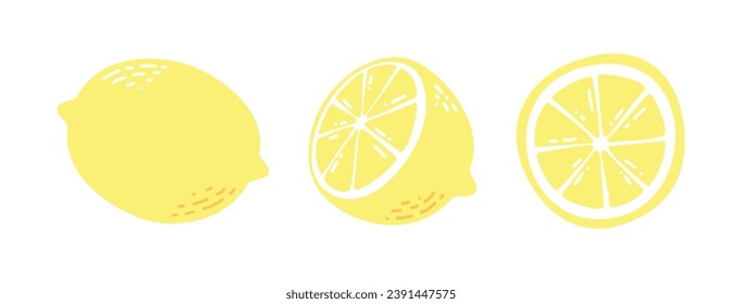 Flat vector lemons isolated on white background