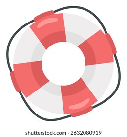 Flat vector lifebuoy isolated on white background. Cartoon-style lifesaver ring illustration for safety, beach, rescue and marine themed designs