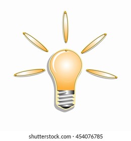 Flat vector light bulb on a white background .