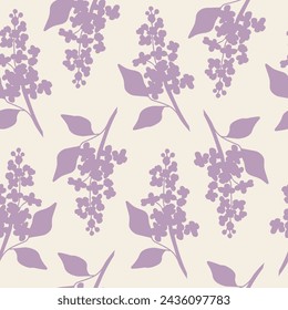 Flat vector lilacs flower branch seamless pattern svg