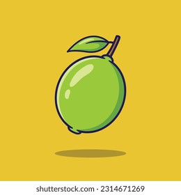 Flat vector lime illustration on cute yellow background.