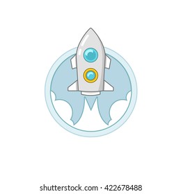 Flat vector line business illustration, rocket, start.