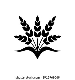 Flat vector line icon of barley, rye, wheat, vector illustration.