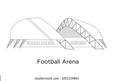 Flat vector linear Fisht Sochi Football Arena. Soccer championship 2018 home. Huge football stadium.