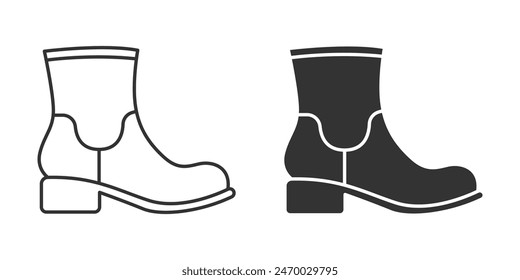 Flat Vector Linear and Silhouette Male and Female Ankle Boots Icon Set Isolated. Footwear Symbol Set, Design Template, Clipart. Vector Illustration