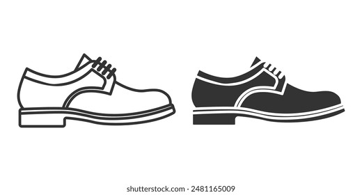 Flat Vector Linear and Silhouette Shoes Icon Set Isolated. Footwear Symbol Set, Design Template, Clipart. Vector Illustration