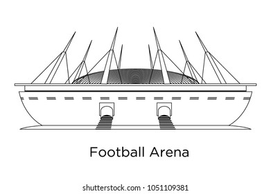 Flat vector linear Zenith Arena Football championship 2018 home. Huge football arena, stadium.