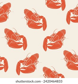 Flat vector lobster background. Seafood illustration