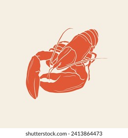 Flat vector lobster. Seafood illustration