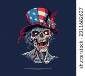 flat vector logo depicts a zombie wearing a hat, blending undead aesthetics with a touch of style. It's a unique and captivating symbol that adds an intriguing twist to brands seeking to showcase