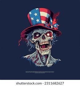 flat vector logo depicts a zombie wearing a hat, blending undead aesthetics with a touch of style. It's a unique and captivating symbol that adds an intriguing twist to brands seeking to showcase