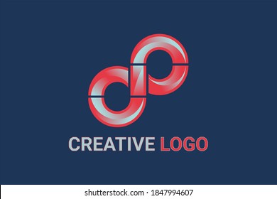 Flat vector logo element with loop style forming initials "S" or "dp" or "ds" or "sp". Usable for general technology and business logo elements.