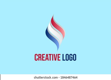 Flat vector logo element in wave style and Nederland Flag initials "M" or "S" or "W" or "E" or "I" or "IS" or "SS". usable for general business logos