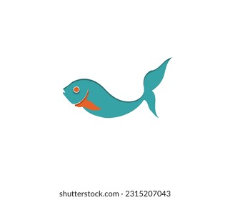 Ilustración del logotipo del vector plano con peces cartográficos aislados en fondo blanco