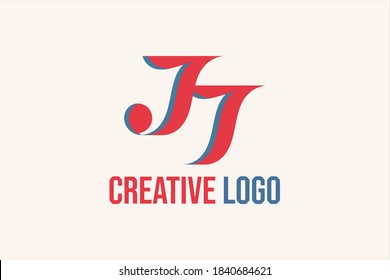 Flat vector logo with illustration of fire or waves with the initials "h" or "JT" or "JS" or "SS" or "TS". Usable for general business logos