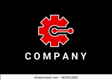 Flat Vector Logo with initial "G" or "C" Gear Wheel illustration. Usable for Technology, Industry and General Engineering logos