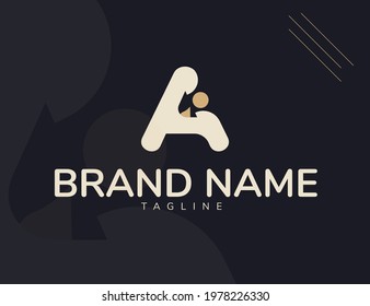 Flat Vector Logo Letter A, A Letter Design Vector with flat Golden Color, Flat Flaming logo