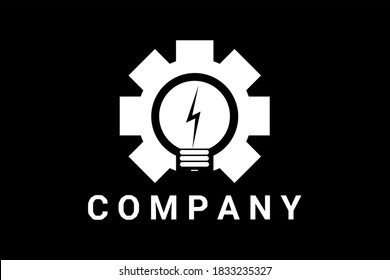 Flat Vector Logo with Light and Gear Wheel illustration. Usable for Application, Technology, Industry and General Engineering logos