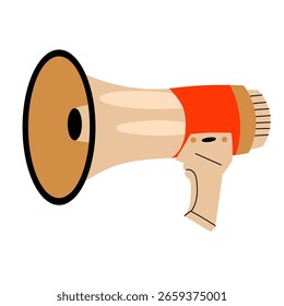 Vector plano de altavoz o megáfono. Anuncio o icono de alerta, ideal para promociones y campañas.
