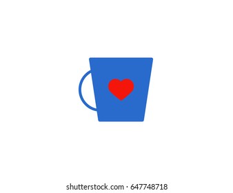 Flat vector love heart cup