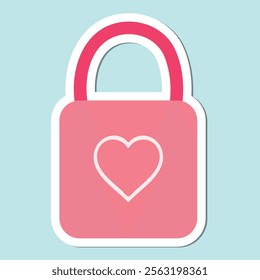 Flat Vector Love Lock Illustration for Valentine's Day and Romance Designs
