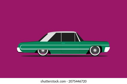 Flat vector lowrider car icon