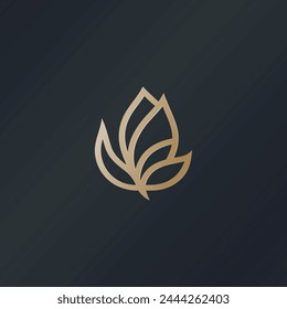 Plantilla de diseño de logotipo de línea de flor de lujo de Vector plano