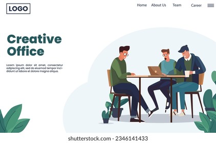 flat vector of man doing work in working space for social media post