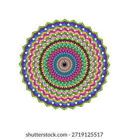 Flat vector mandala with vibrant colors, scalable for print and digital use