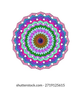 Flat vector mandala with vibrant colors, scalable for print and digital use