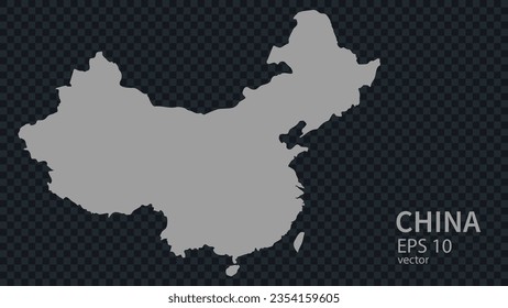 Flat vector map of China with borders isolated on background flat style.
