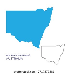 Flat vector map illustration of New South Wales (NSW), Australia