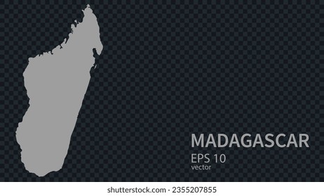 Flat vector map of Madagascar with borders, isolated on background flat style.
