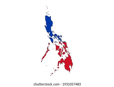 Flat vector map of Philippines filled with the flag of the country, isolated on white background. Vector illustration suitable for digital editing and prints of all sizes.