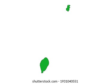 Flat vector map of São Tomé and Principe filled with the flag of the country, isolated on white background. Vector illustration suitable for digital editing and prints of all sizes.