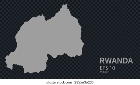 Flat vector map of Rwanda with borders, isolated on background flat style.
