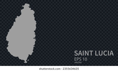 Flache Vektorkarte von Saint Lucia mit Rändern, einzeln auf floralem Hintergrund.
