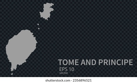 Flat vector map of Tome and Principe with borders, isolated on background flat style.
