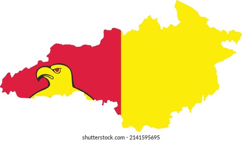 Flat Vector Map Of The Ukrainian Administrative Area  Of KIROVOHRAD OBLAST Combined With Its Official Flag