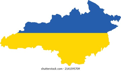 Flat vector map of the Ukrainian administrative area  of KIROVOHRAD OBLAST combined with official flag of UKRAINE