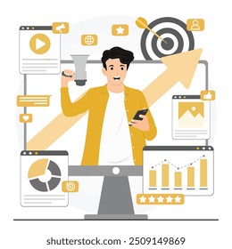 Ilustración de concepto de marketing de Vector plano
