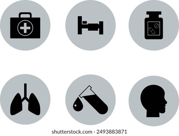 Flat Vector Medical Icons. Healthcare Kit and Tools Icons. EPS